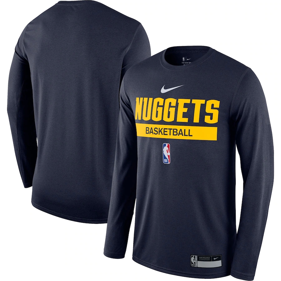 Men's Denver Nuggets Navy 2022/23 Legend On-Court Practice Performance Long Sleeve T-Shirt Men's Denver Nuggets Navy 2022/23 Legend On-Court Practice Performance Long Sleeve T-Shirt